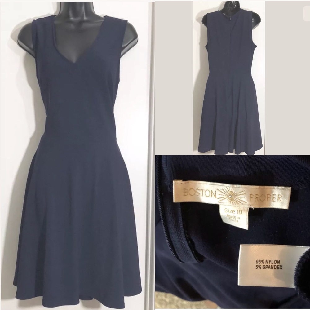 Boston Proper 10 V-neck Navy stretchy dress